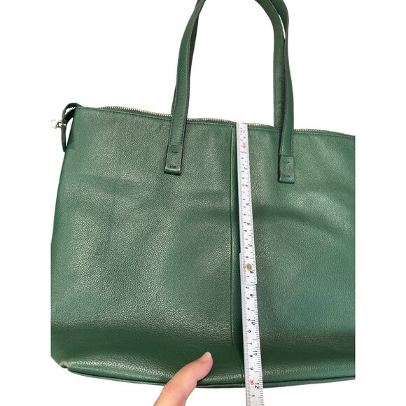 Tahari Womans Green Pebbled Leather Tote HandBag Silver Charm SKU 9355 - Picture 10 of 16